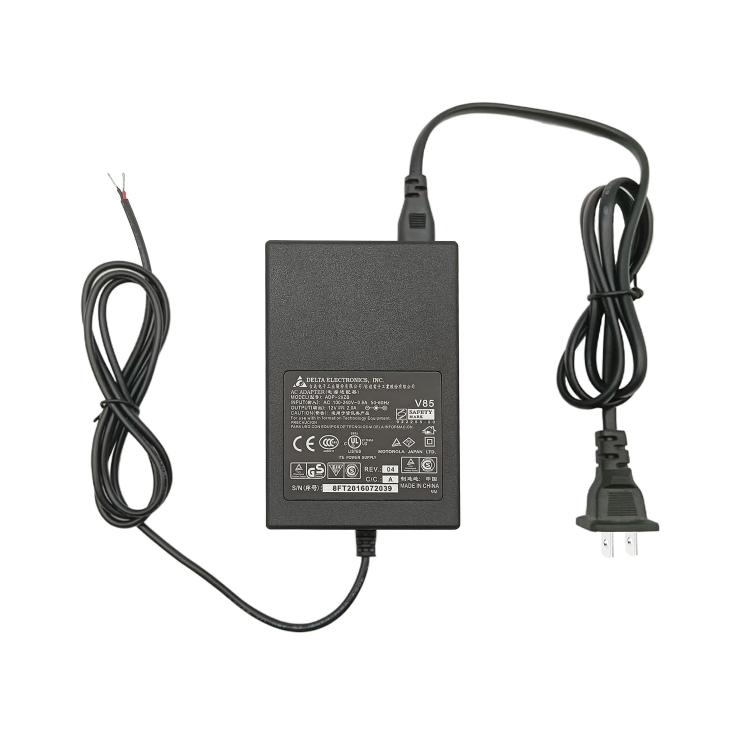 Industrial Power Adapter AC/DC Power Supply 24W 100-240V AC Input 12V/2A DC Output with 8 Ft Length Cable for Terminal Block