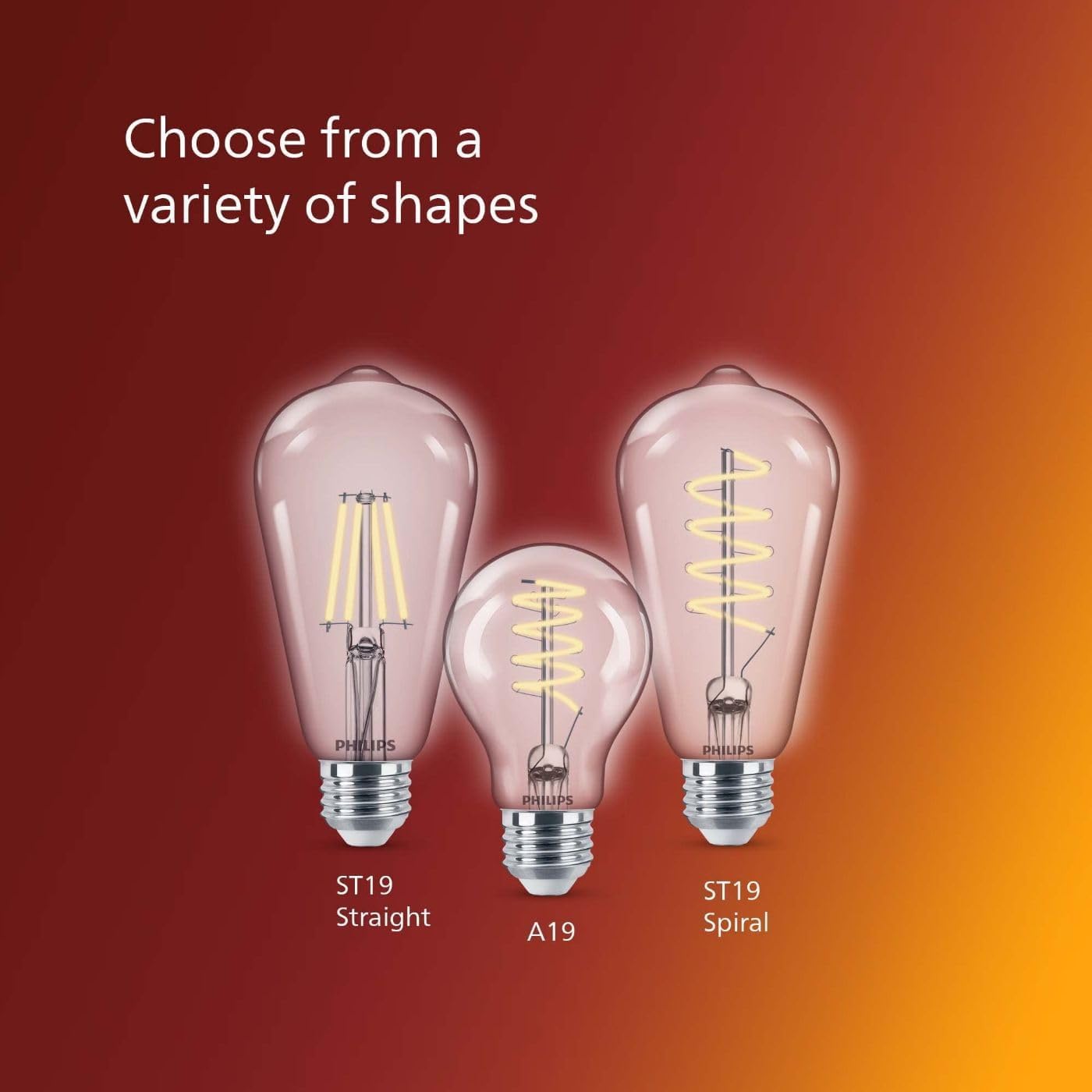 PHILIPS LED Vintage Flicker-Free Clear Spiral ST19 Dimmable, Eyecomfort Technology, 500 Lumen, Soft White(2700K), 5.5W=60W, Title 20 Certified, E26