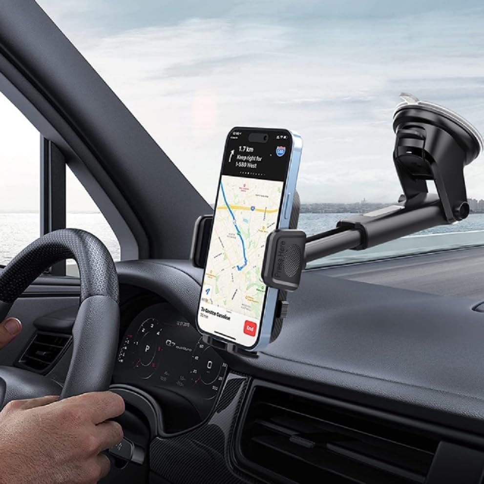 VEDA Car Phone Holder Mount, Cell Phone Holder for Dashboard Windshield, Suction Cup Hands-Free Car Phone Stand, Compatible with iPhone, Samsung