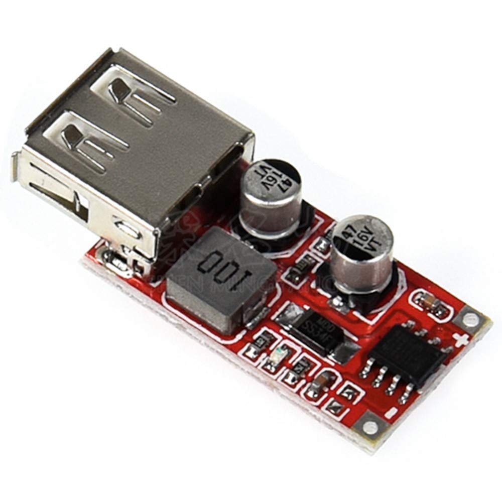 (5 Pack) JacobsParts 5pcs 15W USB 5V 3A DC Buck Voltage Step-Down Module 9V 12V 24V Input DIY Car Charger