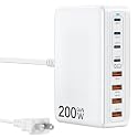 USB C Charger Block 200W Charging Station Hub for Multiple Devices Upgraded GaN III 8-Port PD 65W Fast Laptop Power Adapter for MacBook