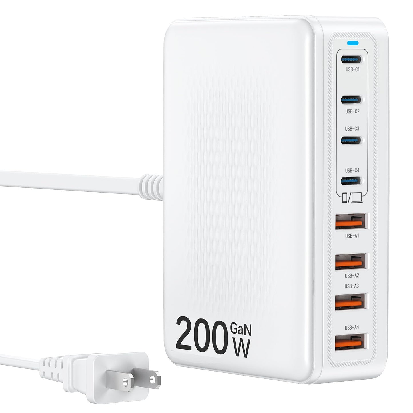 USB C Charger Block 200W Charging Station Hub for Multiple Devices Upgraded GaN III 8-Port PD 65W Fast Laptop Power Adapter for MacBook