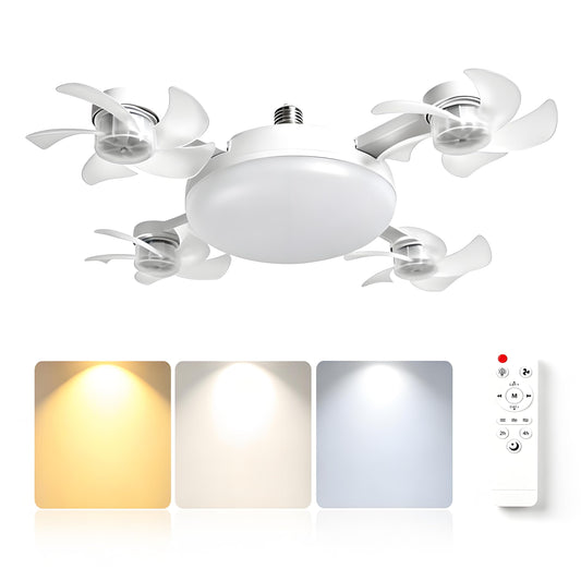 Ceiling Fan Light, Remote Control 3 Speeds Fan with LED Light 3 Color