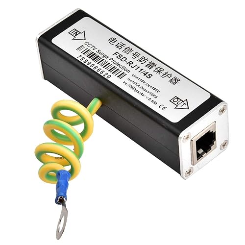 RJ11 Telephone Fax Surge Protector - Protective Device with 10KA Surge Capacity, Multi-Level Protection, 2Mbps Transmission, Easy Installation