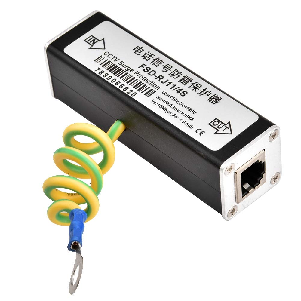 RJ11 Telephone Fax Surge Protector - Protective Device with 10KA Surge Capacity, Multi-Level Protection, 2Mbps Transmission, Easy Installation