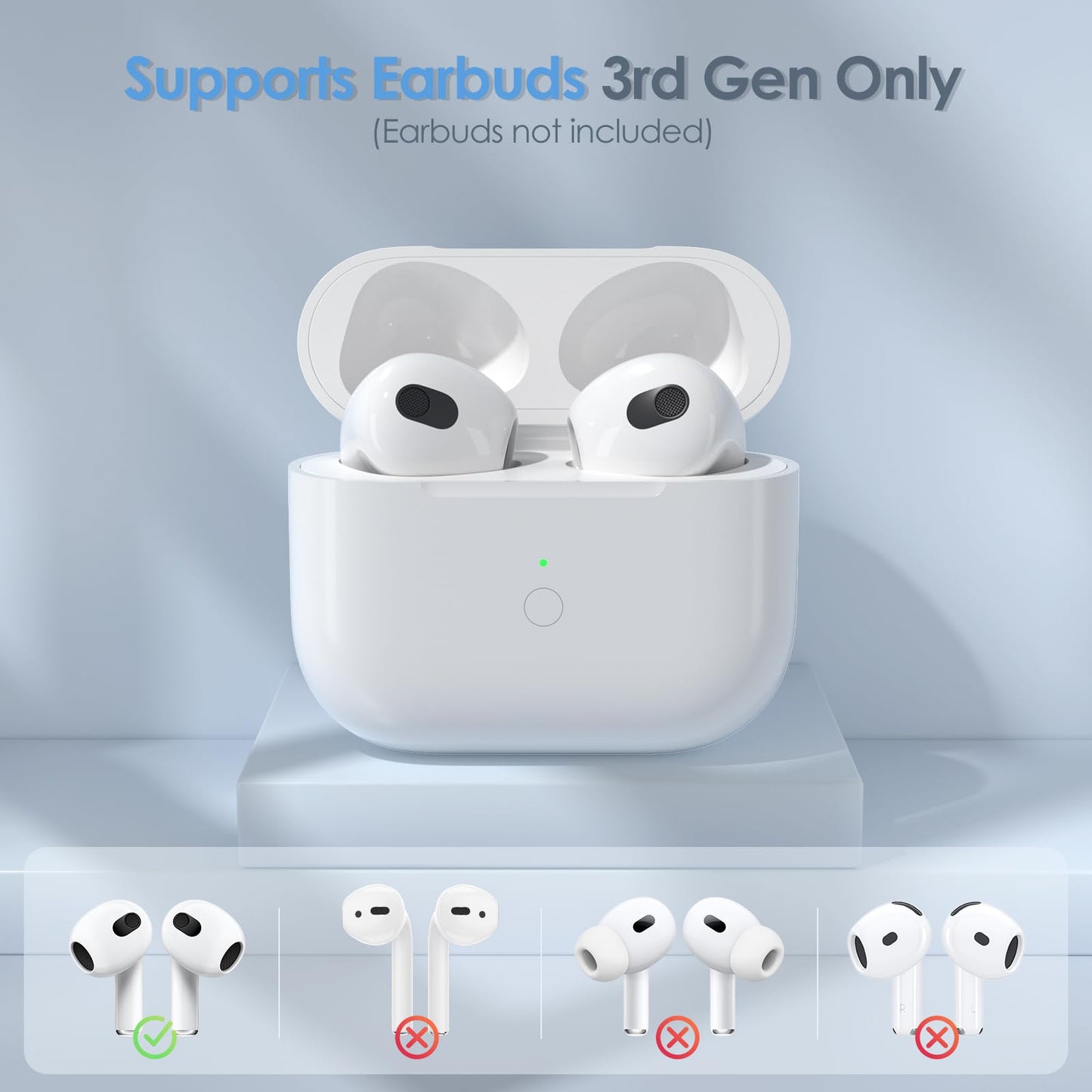 Replacement Charging Case Compatible with AirPods Pro 3 Generation, 450mAh Wireless Charger Case with Bluetooth Pairing Sync Button, 15-Min Fast