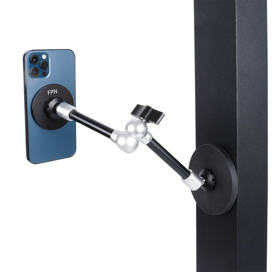 Dual Magnetic Phone Holder for Magsafe, Heavy Duty Phone Mount with 10" Long Magic Arm for Gym/Truck/Tractor/Forklift/Boat, Compatible with iPhone 16