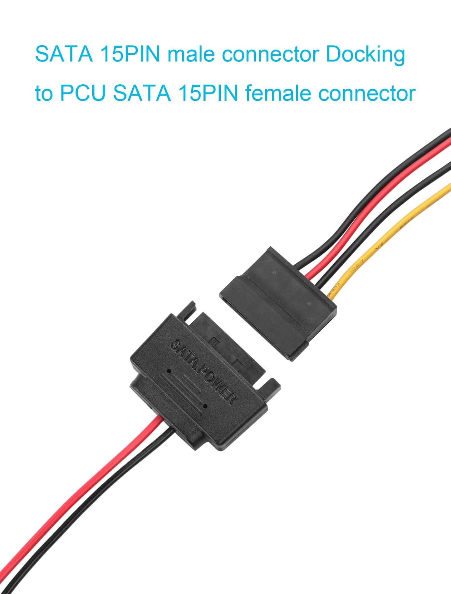 ELFJMZP SATA 15-pin Male to SATA 6-pin Female Adapter Cable Suitable for Slimline Optical Drives 6P Conversion Power Supply 20AWG 4 inches Black(Pack