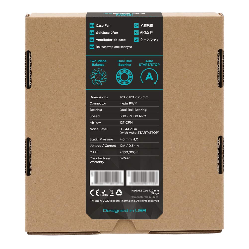 Iceberg Thermal IceGALE Xtra 120mm PWM High Performance Case Fan (Gray)