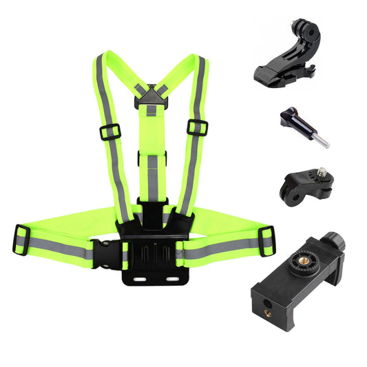 POV Action Camera Cellphone Selfie Reflective Vest Chest Strap Mount Harness for Gopro, DJI Osmo, Insta360 X5 X4 X3, for iPhone Samsung Cellphone