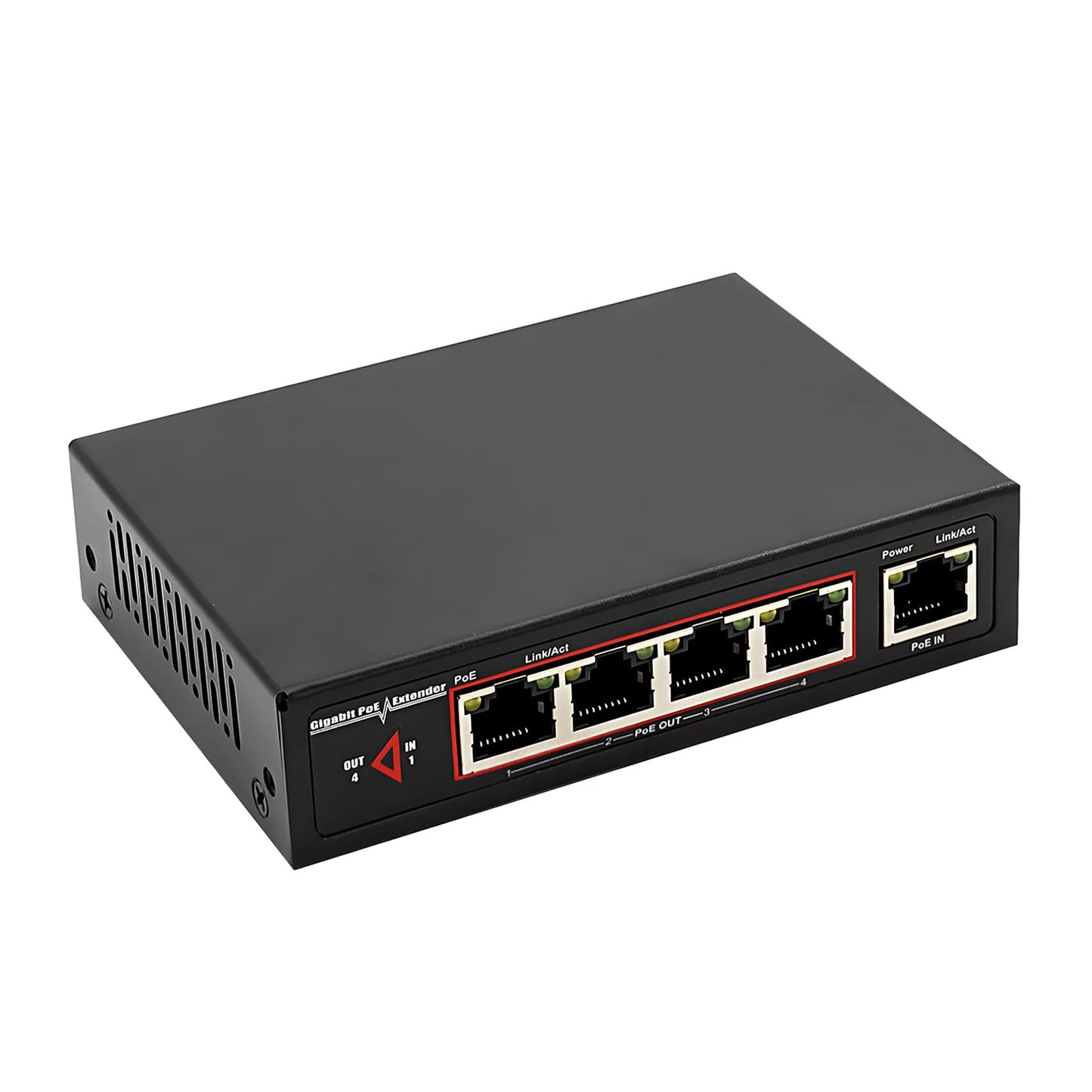 PoE Extender Switch with Gigabit Speeds, 48V 60W PoE++ (802.3bt) Input & 4 PoE Outputs, IEEE 802.3af/at/bt, 6KV Surge Protection, No External Power