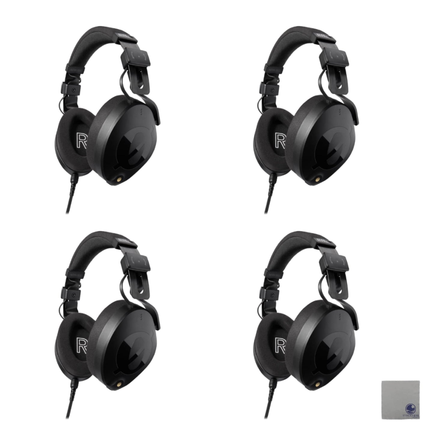 Rode NTH-100 Professional Over-Ear Headphones with StreamEye Polishing Cloth (Four-Pack)