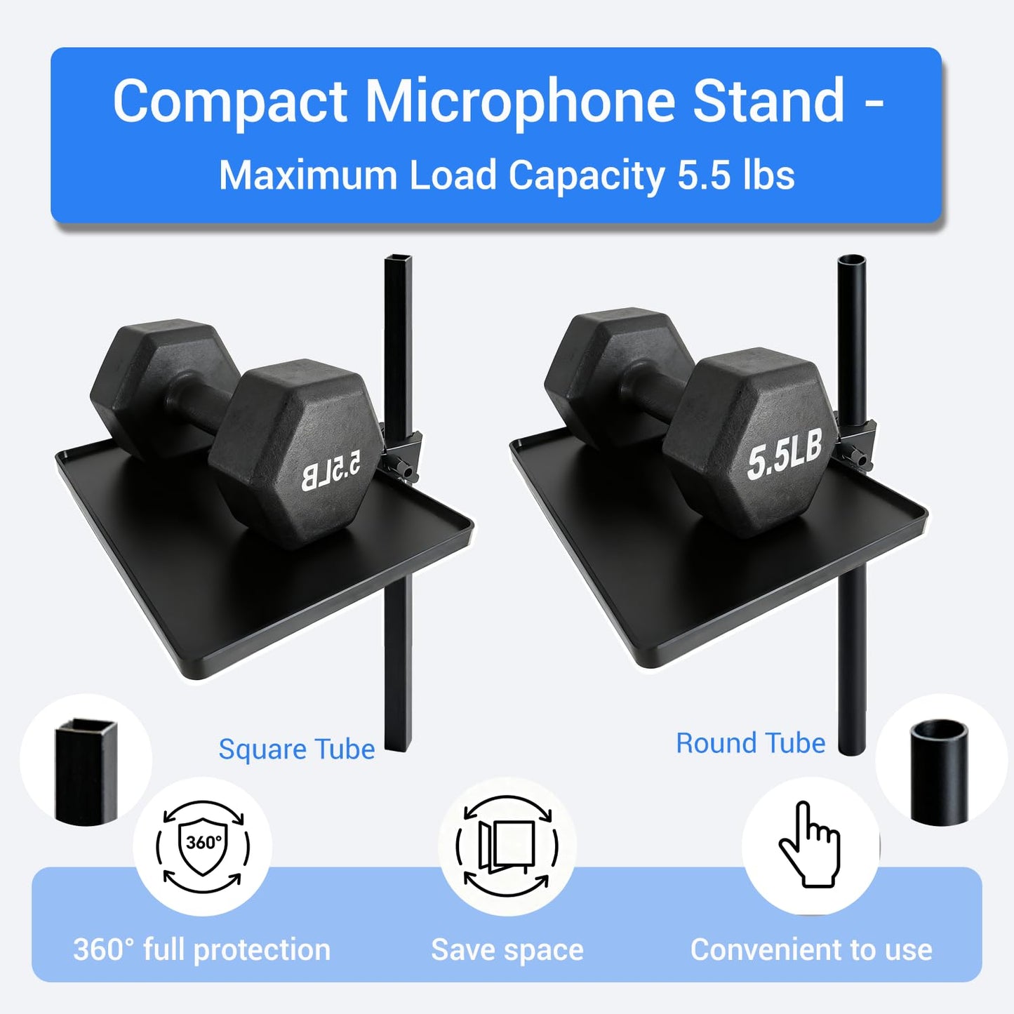 Microphone Stand Tray,Clamp on Shelf for TikTok,Most Mic Stands,10.8"x8.0" Large Tripod Shelf Table,Clip on Tray,Music Stand Accessories,Lash Tray