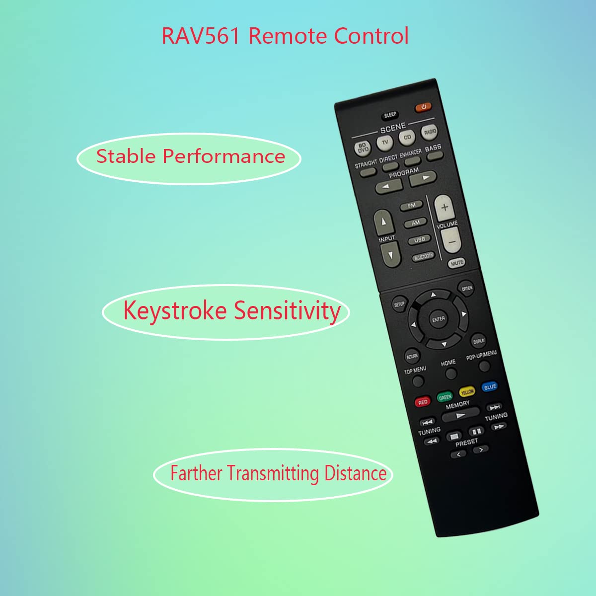 GHUST RAV561 ZZ43210 Replacement Remote Control Universal for Yamaha RX-V385 HTR-3072 YHT-4950U RAV552 ZW44660 HTR-2071 RX-V283 RAV531 RAV532 RAV533