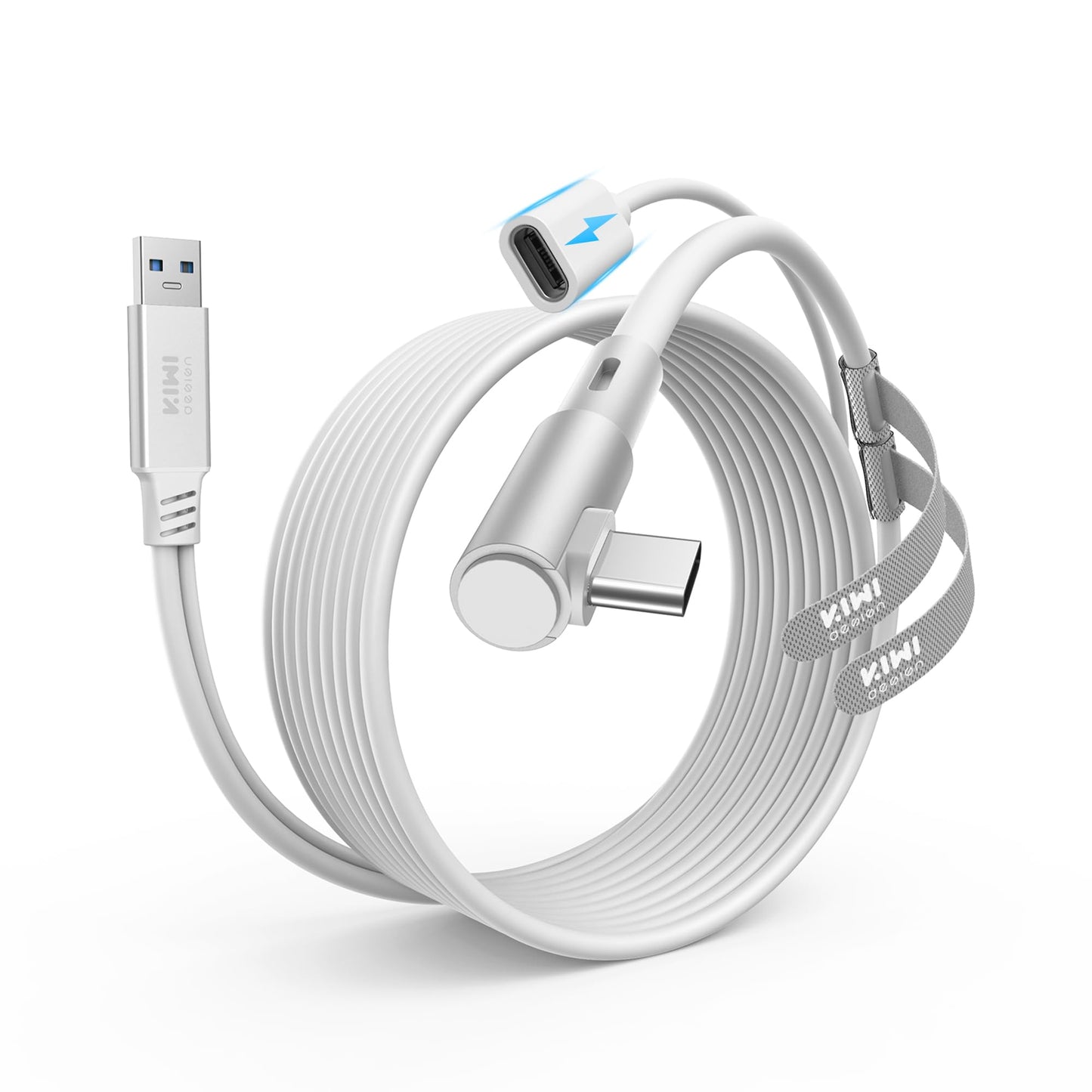 KIWI design Link Cable with Charging 16FT Compatible with Meta Quest 3S/3/2/Pro/Pico 4 Accessories and PC/SteamVR, USB 3.0 to USB C Link Cable
