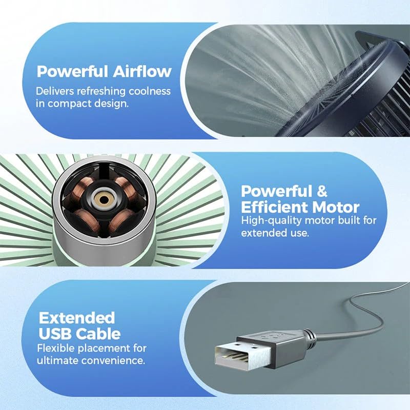 Tlsic Compact Desk Fan with 2 Speed Settings | Air Circulator Desk Fan for Bedroom, Home and Office,Cooling (Blue, 5-inch)