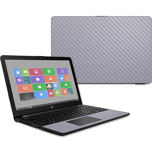 MightySkins Carbon Fiber Skin for HP 15T Laptop 15.6" (2017) - Solid Gray | Protective, Durable Textured Carbon Fiber Finish | Easy to Apply, Remove…