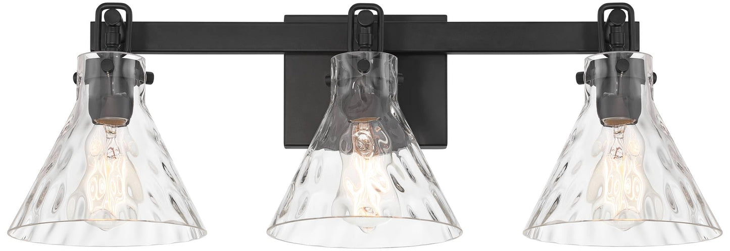 Possini Euro Design Ishii 26" High Modern 3 Light Bathroom Vanity Wall Lamp Light Fixture Mount Over The Sink Mirror Hardwired Cordless Matte Black