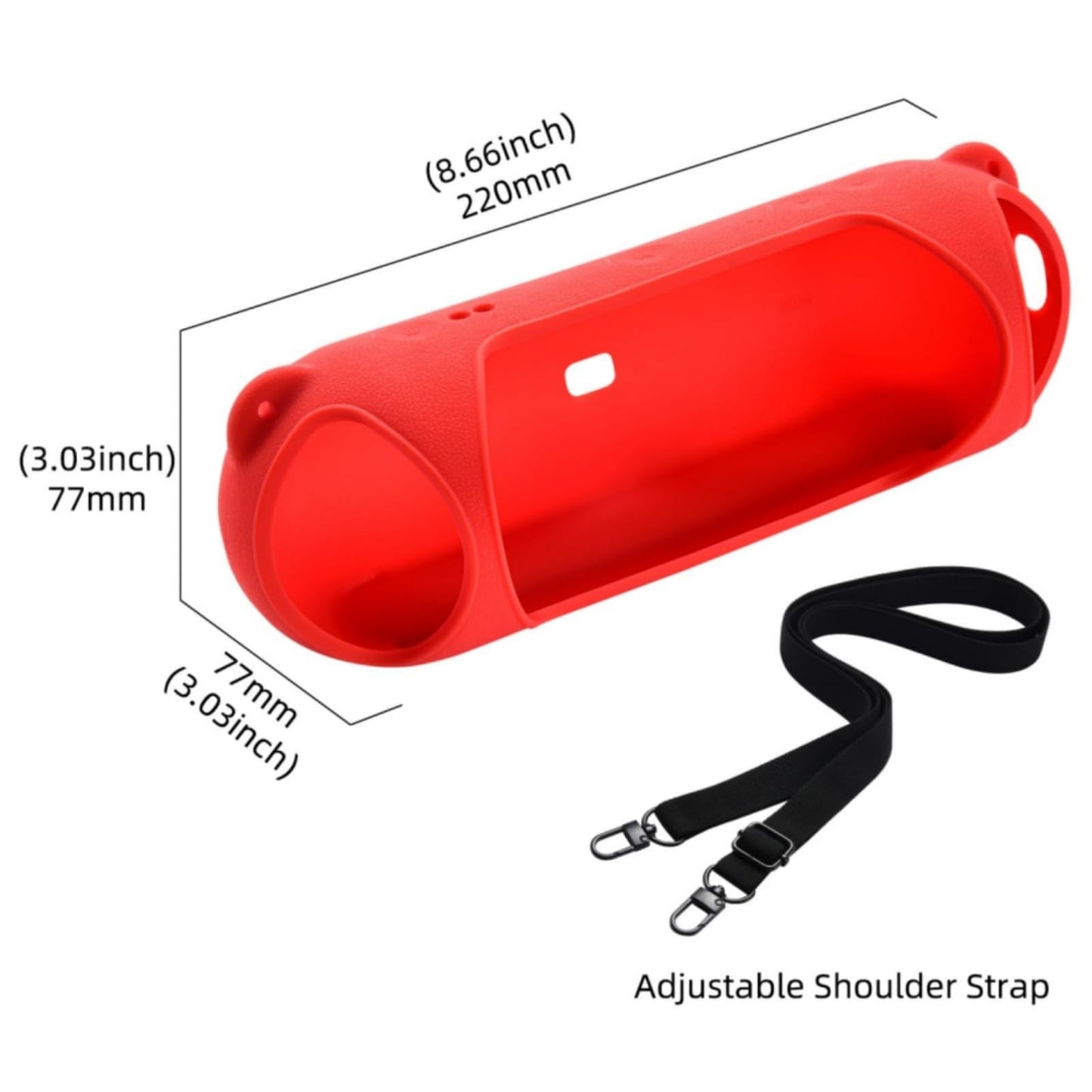 Ferbao Silicone Case for Beats Pill 2024,Protective Case with Shoulder Strap for Beats Pill 2024 Speaker (Red)