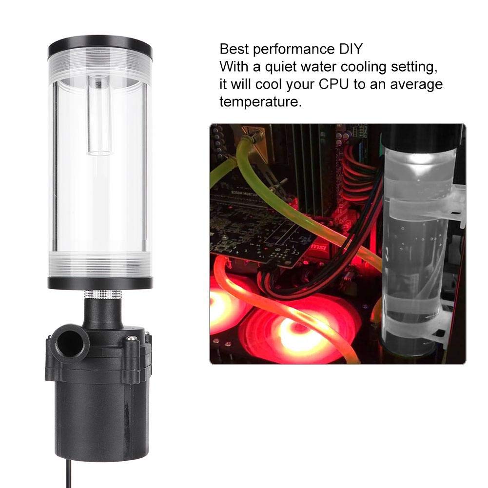 Water Cooling with Pump, G1/4 19W SC600 Acrylic Computer DIY Water Cooling Cylinder Reservoir, Heat and Pump (110mm)