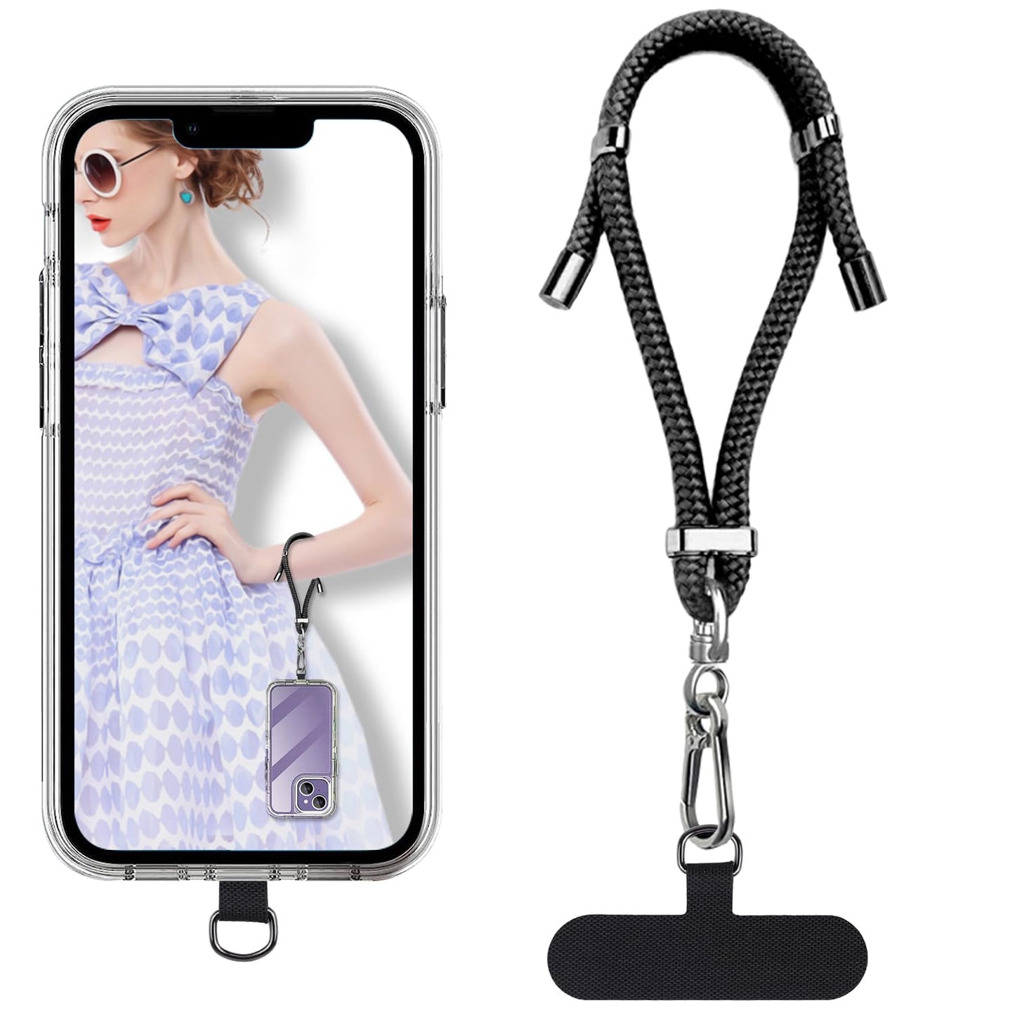 AdaUpgo Phone Strap - 1 x Adjustable Phone Wrist Strap,1 x Phone Lanyard Tab,Universal Cell Phone Wrist Strap for Travel Essentials,Compatible
