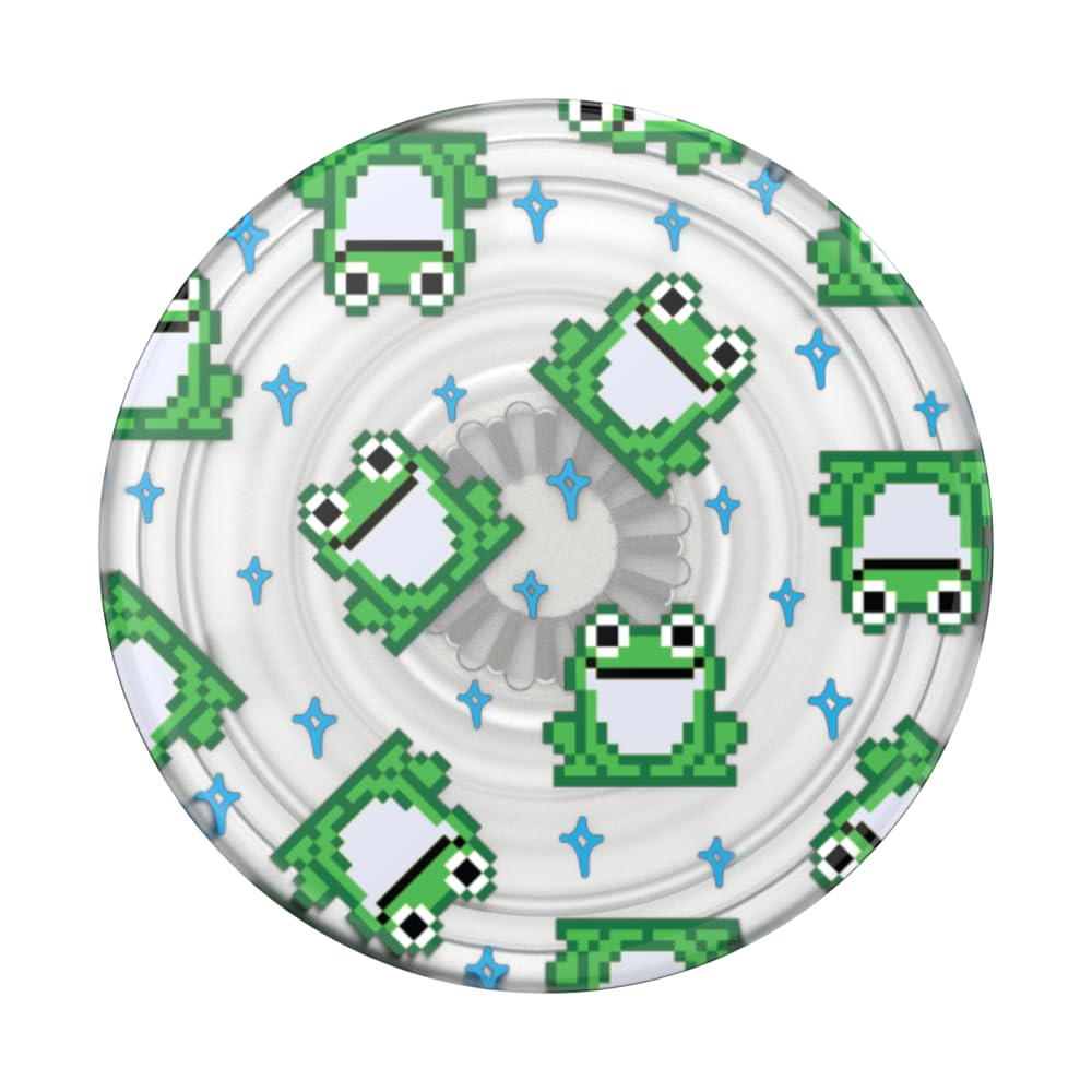 PopSockets Adhesive Phone Grip, Holder, Phone Stand, Plant-based - Translucent 8 Bit Frogs