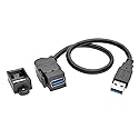TRIPP LITE USB 3.0 Keystone/Panel Mount Extension Cable (M/F), Angled Connector, Black, 1' (U324-001-KPA-BK)