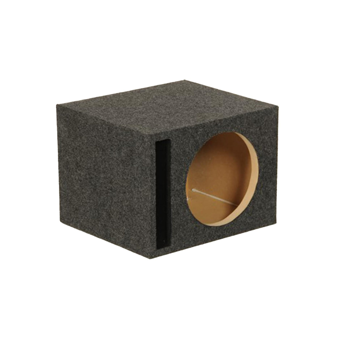 Q Power Single 12-Inch Vented Heavy Duty Subwoofer Enclosure with 1-Inch Thick MDF Face and Gold Tipped Spring Loaded Terminal Charcoal Grey