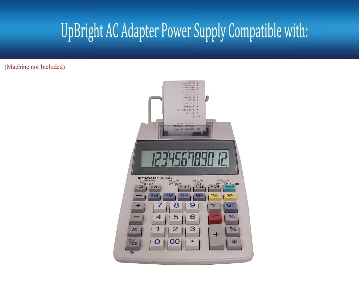 UpBright 6V AC/DC Adapter Compatible with Sharp EL-1750V EL-1750P EL-1750PII EL1611P EL 1601H 1801A 1801L EL-1625H EL-2626H Printing Calculator…