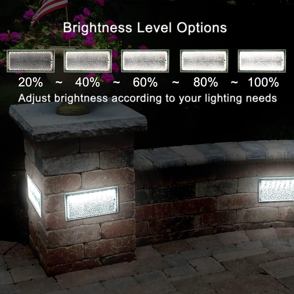 Dubofu Solar Paver Lights, 8" x 4" Brick Driveway Lights, Landscape Path Lights for Walkway, Patio & Deck Lighting, IP67 Waterproof, 3 Colors, 2 Pack