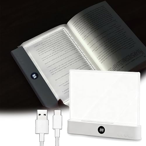 xolvun Smart Reading Light, 2026 Upgrade Rechargeable Clear LED Flat Book Light with 3 Colors & Timer, Book Page Light with Brightness Adjustment