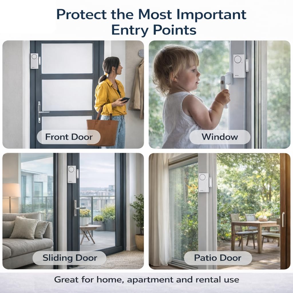 HENDUN Wireless Remote Door Alarm When Opened, Windows Open Alarms, Magnetic Security Sensor, Pool Safety for Kids, Alzheimer's Care