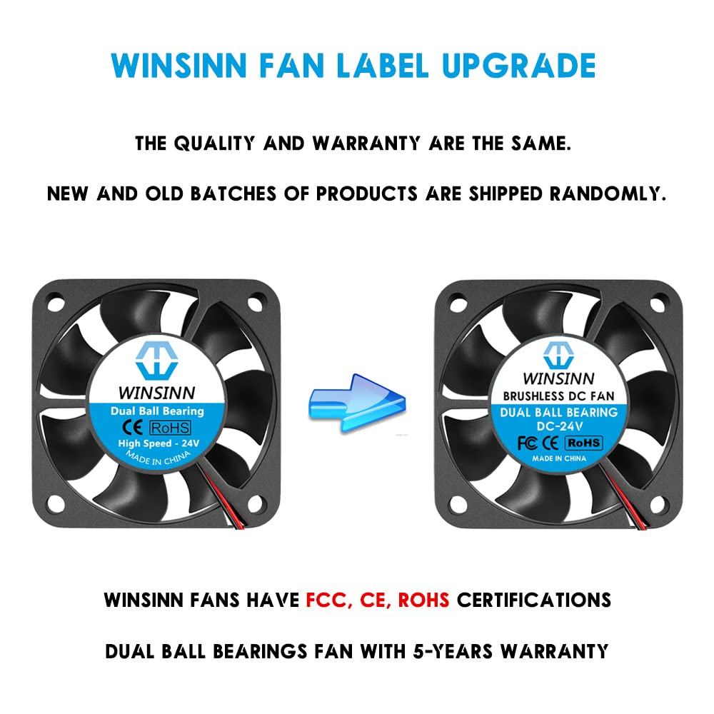 WINSINN 40mm Fan 24V, Ender 3 Fan Upgrade 24 Volt Fans 4010 Dual Ball Bearing, Works with Ender 3 Pro 3X CR-10S (Pack of 2Pcs)