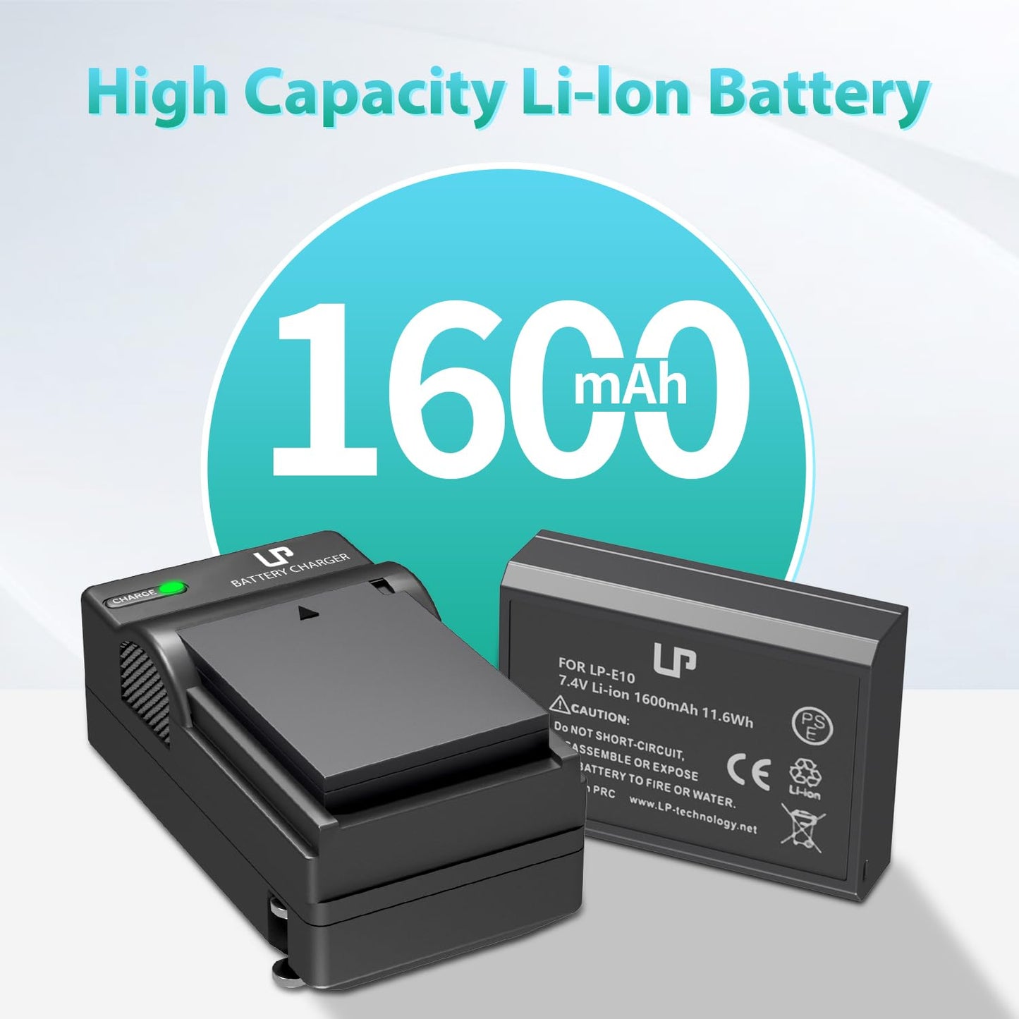 LP LP-E10 Battery Charger Pack, 1-Pack Battery & Charger, Compatible with Canon EOS Rebel T3, T5, T6, T7, T100, 1100D, 1200D, 1300D,1500D,2000D,3000D