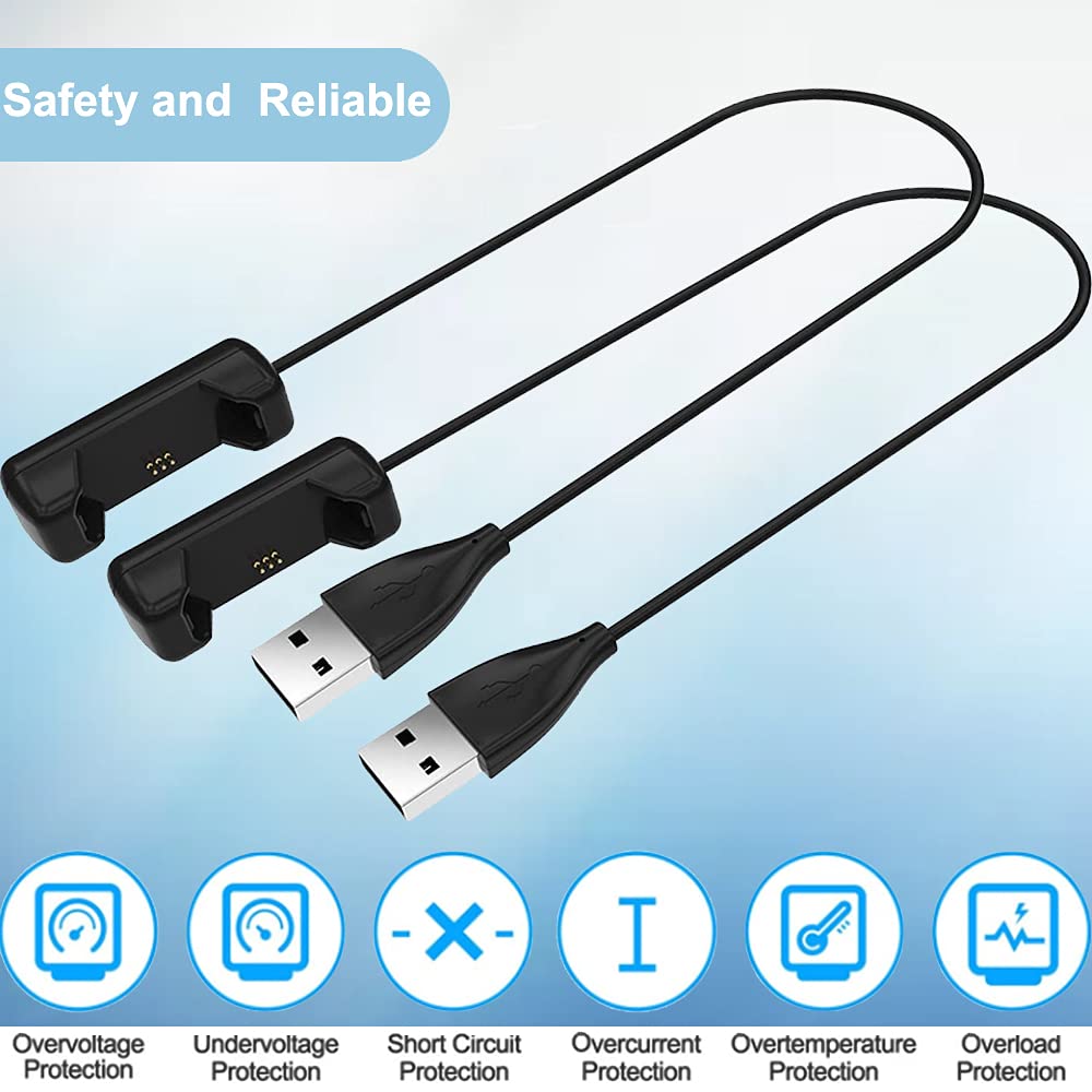 EXMRAT Compatible with Fitbit Flex 2 Charger Cable (2Pack, 30cm/1ft), USB Charger Charging Cable for Fitbit Flex 2 (Black, 2Pack)