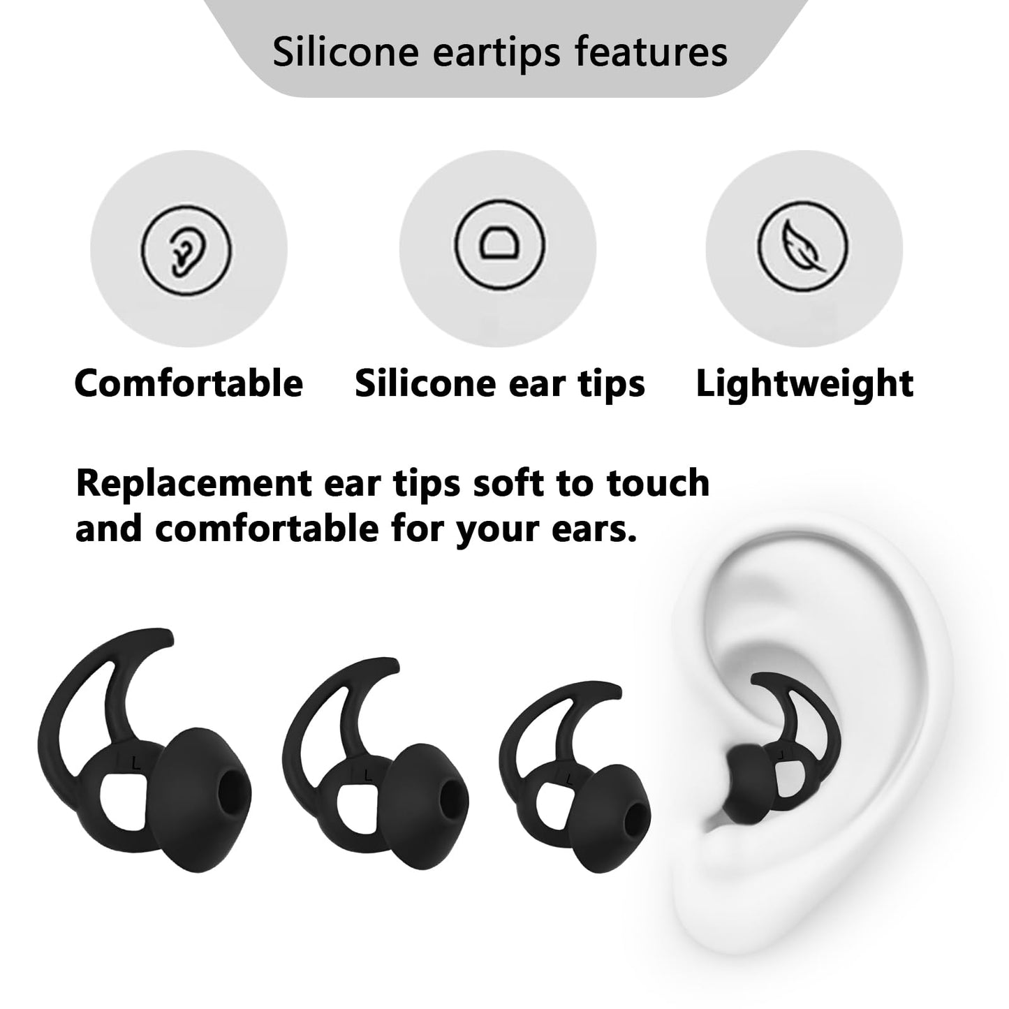 MMYQXI Earbud Replacement Tips Silicone Earbud Tips Ear Tips Compatible with Bose Quietcomfort and Sport Headphone Earbud Rubber Tips Earbud Covers 3…