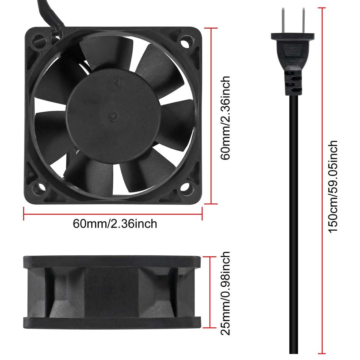 UMLIFE 1PCS EC Brushless Cooling Fan AC 110V 115V 120V 220V 240V Axial Fan Dual Ball Bearing 60mm x 25mm for DIY Ventilation Exhaust Projects Cooling