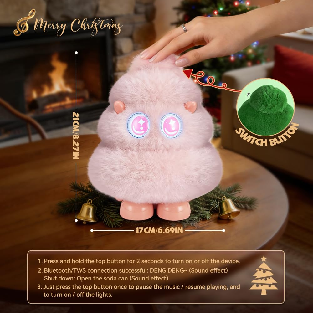GRAUICI Portable Bluetooth Speaker with LED Light,Powerful Stereo Sound Deep Bass,Wireless Bluetooth Speaker Gifts for Him Her Adult Teen Kids