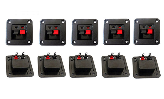 10Pcs 2 Position 2 Pins Square Spring Clip Speaker Terminal Block 1 Row Vertical Audio Amplifier PCB Mount Connector Jointing Clamp Black Red