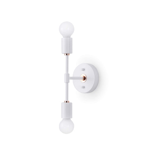BRIGHTTIA 2 Light Wall Sconce - Modern Minimalist Bathroom Vanity and Hallway Lighting - Mid Century Industrial Exposed Bulb Wall Lamp - Flush Mount