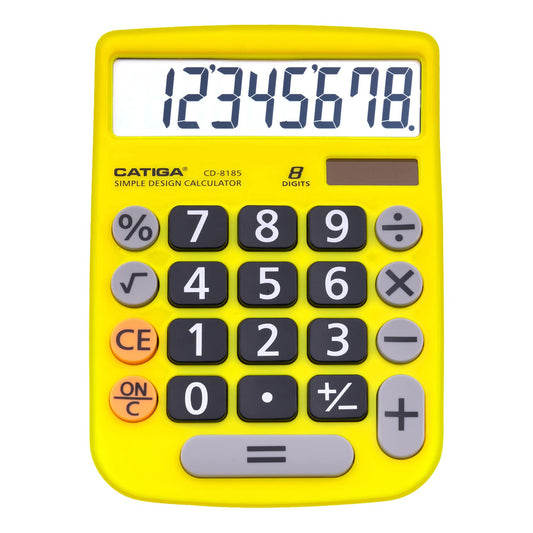 CATIGA Desktop Calculator 8 Digit with Solar Power and LCD Display, Big Buttons, for Home, Office, School, Class and Business, 4 Function Small Basic