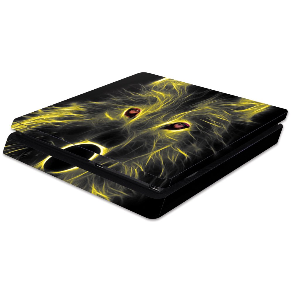 MightySkins Skin Compatible with Sony PS4 Slim Console - Neon Wolf | Protective, Durable, and Unique Vinyl Decal wrap Cover | Easy to Apply, Remove