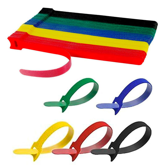Sheriffdrink 100 Pcs Multicolor Reusable Hook and Loop Cable Ties, 6 Inch Length, Adjustable Fastener, Wire Management, Cord Organizer Straps
