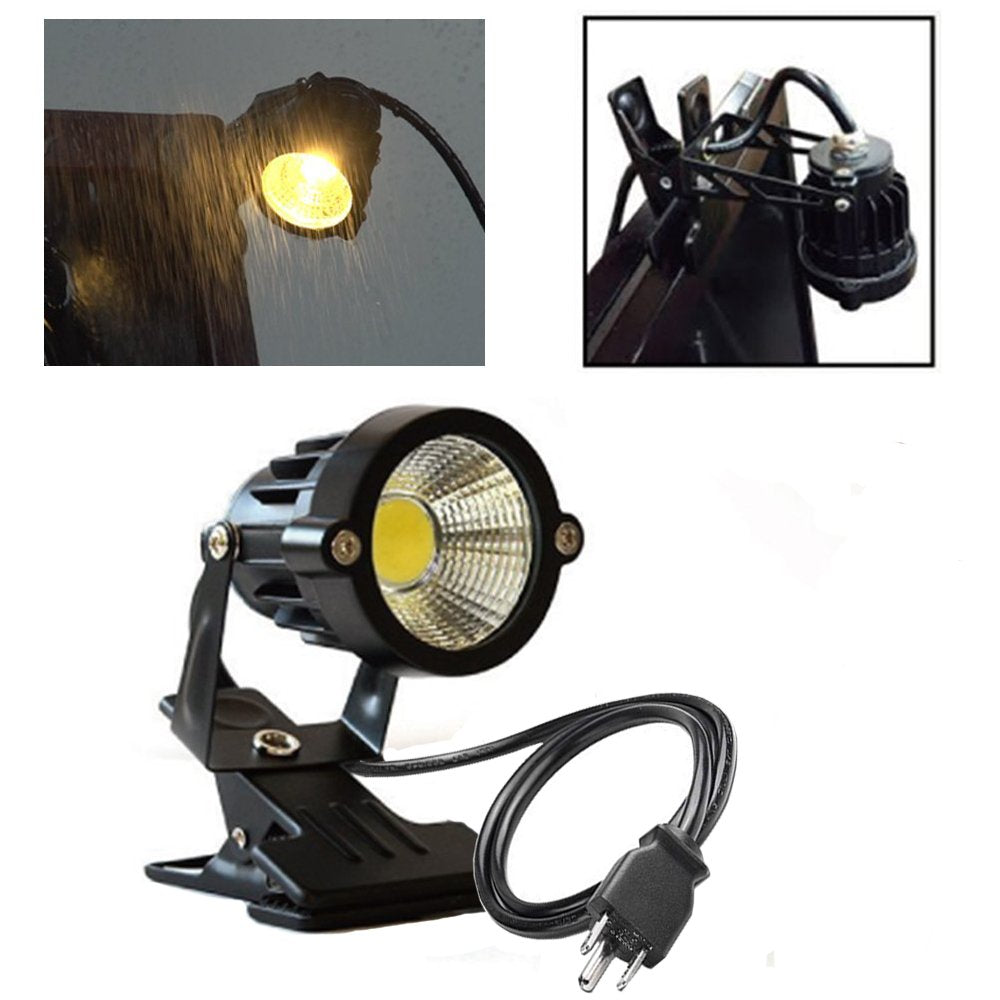 Onerbuy Youngine 1pcs 5W LED Clip on Light Outdoor Water Resistant Blackboard Signboard Lighting Adjustable Desk Stand Arm Lamp with Power Plug (Warm