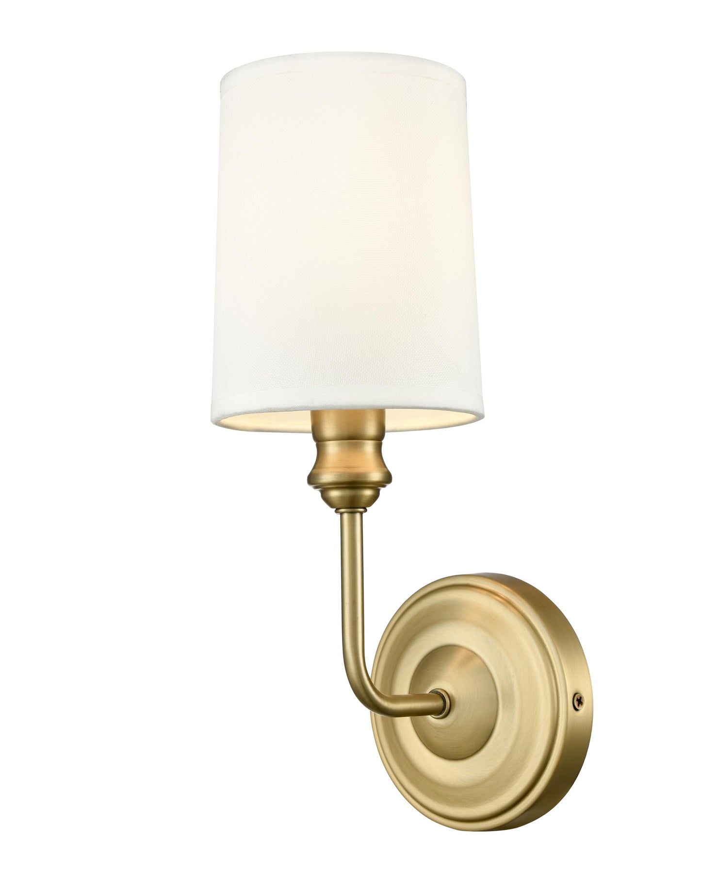 ML Lighting | Leena Collection | 99801-VB | Indoor 1 Light Wall Sconce in Vintage Brass with White Fabric Shade | Elegant and Versatile Design for Any