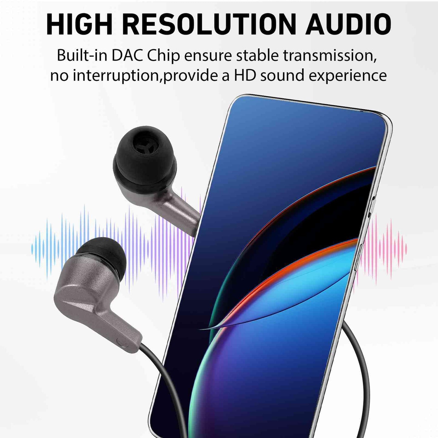 UrbanX R2 Wired in-Ear Headphones with Mic for LG K92 5G with Tangle-Free Cord, Noise Isolating Earphones, Deep Bass, in-Ear Bud Silicone Tips