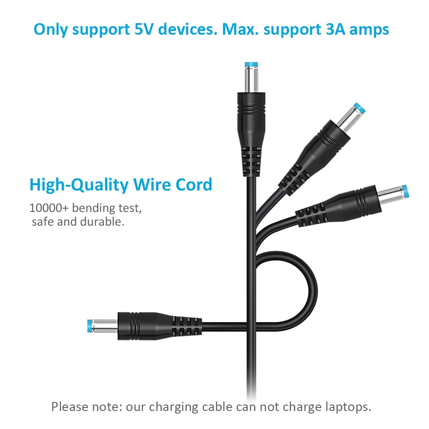 Belker Universal 5V DC 5.5 2.1mm Jack Charging Cable Power Cord, USB to DC Power Cable with 14 Interchangeable Plugs Connectors Adapters Compatible