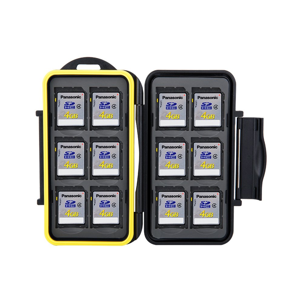 JJC MC-SD12 Water Resistant Holder Storage Memory Card Case fits 12 SD Cards