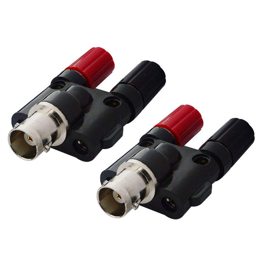 onelinkmore BNC Female to Dual Banana Female Socket Binding Post RF Coax Splitter Adapter Connector for HF Radio Antennas Pack of 2