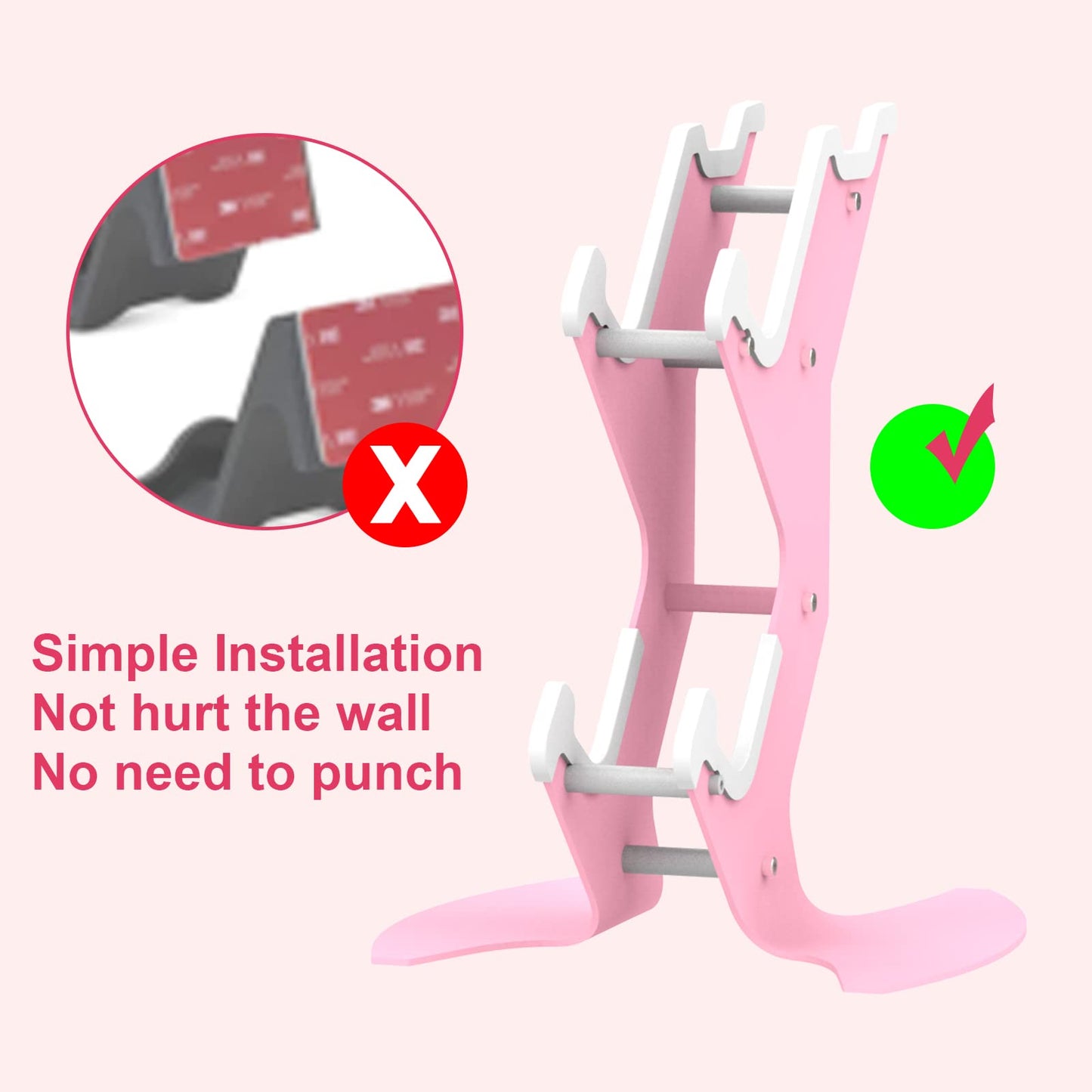 NBCP Controller Holder Pink, Headset Stand, Headphone Holder Hanger Mount Universal Gaming PC Accessories Organiser for Xbox, DualSense PS5, DualShock